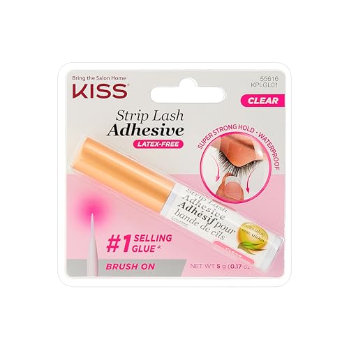 KISS Lash Adhesive, Lash Glue, 24hr Strip Eyelash Adhesive, Clear, Includes Lash Adhesive, Long...