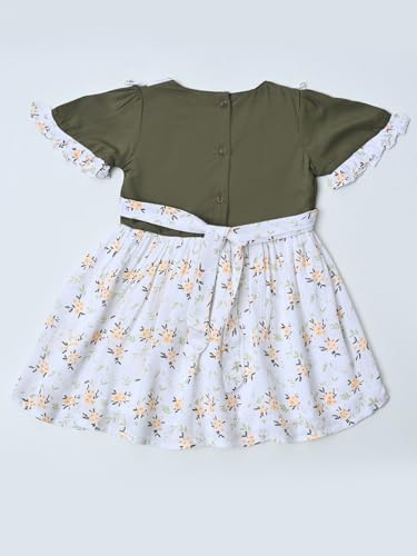 Image of mini mama by Bella Modaround Neck Front Frilled with Contrast Top (White, 12-18M)