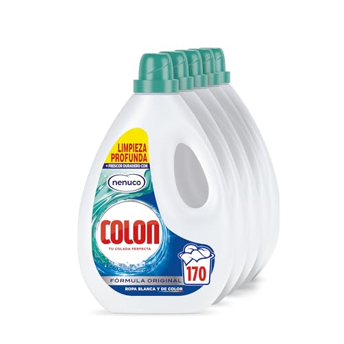 Colon Nenuco - Detergente para lavadora, adecuado para ropa blanca y de color, formato gel - Megapack de 5, hasta 170 dosis