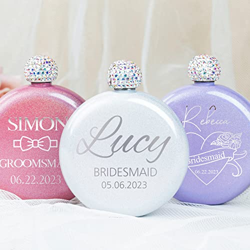 Glitter personalized flask for women