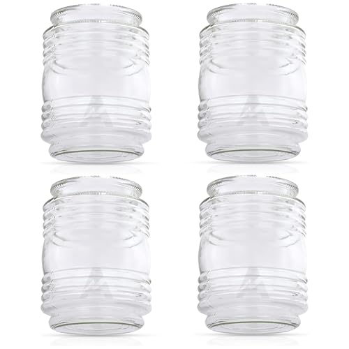 Image of 3-1 /4 inch Fitter Clear Jelly Jar Porch Glass Shade, Clear Cylindrical Replacement Glass for Wall Sconce & Outdoor Fixtures (4-Pack) AP-10501