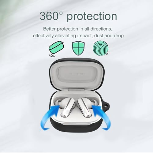 Silicone Case for JBL LIVE BUDS 3, Ultra Slim Anti-Scratch Anti-Lost Protective Earbuds Case Lightweight Washable Sumdge-Proof Earphone Skin Cover with Carabiner for Beats Solo Buds, Black