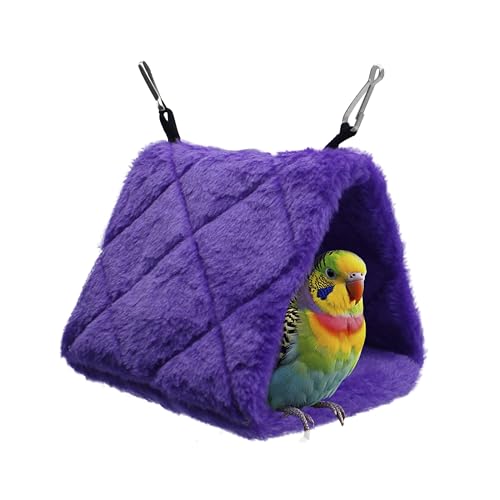 Warm Bird Nest House Shed Hut Parrot Sleeping Bed Hanging Hammock Snuggle Cave Birds Hut Hideaway Tent for Pet Parrot Macaw Budgies Cockatiels Cockatoo Lovebird Size S (Purple)