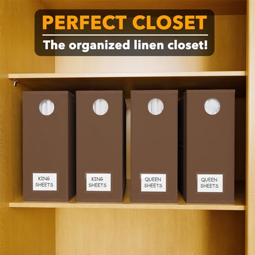Image of SpaceAid 4 Pack Bed Sheet Organizers and Storage, Foldable Sheet Organizer for Linen Closet, Sheets Set Folder Keeper with Window XL (Queen & King Size) Bedding Container (Brown, 4 Pack)