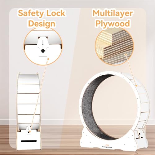 Image of Homegroove Cat Running Wheel, 45 inch Large XL Cat Exercise Wheel Treadmill with Carpeted Runway, Sport Toy for Kitty's Longer Life (XL, White)