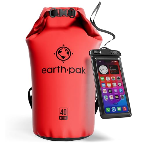 Image of Earth Pak Waterproof Dry Bag - Roll Top Waterproof Backpack Sack Keeps Gear Dry for Kayak with Waterproof Phone Case