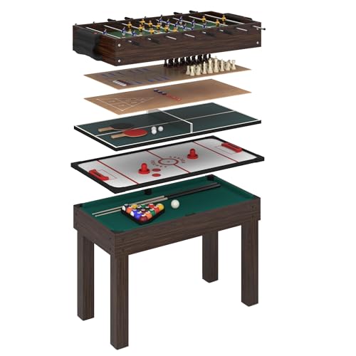 Anaterra Multigame Spieletisch 9 in 1, Kickertisch Tischfußball, Billardtisch, Tischtennis, Schach, Hockey...