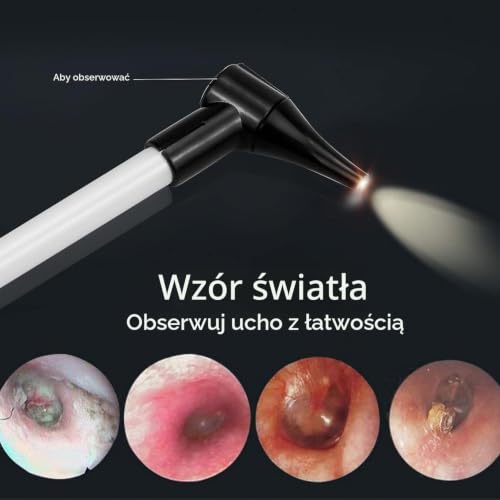 Bysameyee Slimline kieszonkowy otoskop ze stali nierdzewnej, ręczny otoskop z miękkim światłem LED i 7 końcówkami dla dzieci dorosłych zwierząt domowych