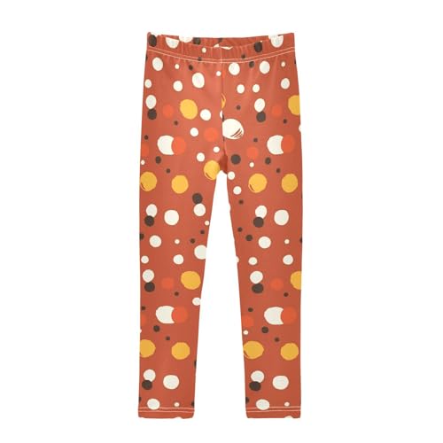 KLL White Polka Dot Red Background Toddler Girl Leggings Stretch Full Length Activewear Exercise