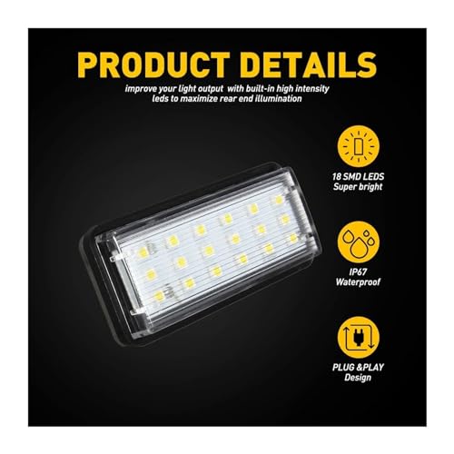 Luces matrícula de coche LED blanco para Lexus LX470 lámpara trasera sin error de bombilla 6