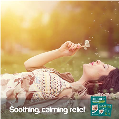 Ocusoft Lid Scrub Allergy Eyelid Cleanser - Individually Wrapped Pre-Moistened Pads For Allergy Eyelids - Green Tea & Tea Tree Oil - Eyelid Wipes To Remove Pollen - 30 Count Wipes #TOP6