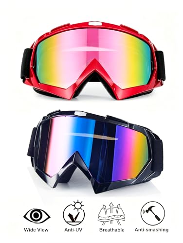Image of 2Pcs Dirt Bike Goggles Motocross Motorcycle ATV Riding Dustproof Windproof Off Road Racing MX Four Wheeler Goggles