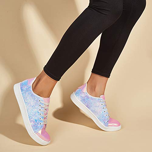 Image of LUCKY STEP Women's Sparkly Glitter Shoes Bling Shiny | Sparkle Bedazzled Fashion Sneaker for Walking Wedding | Dressy Versatile Casual Style