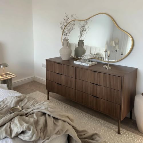 Image of Irregular wall Mirror 26 inchx46 inch Gold Asymmetrical Mirror