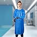 AMZ Medical Supply Disposable Isolation Gown, Small-Medium. Pack of 5 Blue PP+PE PPE Gowns Disposable. Personal Protective Gown with Elastic Wrists, Thumb Loops, Waist Neck Ties, No Pockets