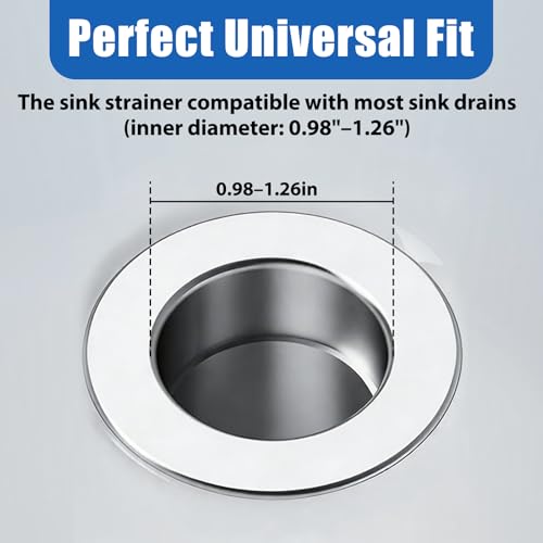 MZY LLC 2 Pack Bathroom Sink Strainer, Bathroom Sink Drain Stopper, Pop Up Sink Drain with Removable Stainless Steel Filter Basket for 0.88-1.26 inch Universal Bathroom Kitchen Basin Sink by MZY LLC - Image 3