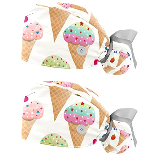 Chapeaux de travail respirants JDEZ lot de 2 casquettes à motif crème glacée