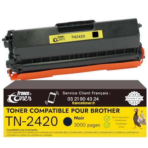 Toner TN2420 compatible Brother pour le télétravail sur DCP L2530DW