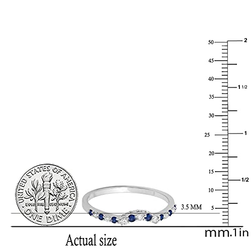 Dazzlingrock Collection Round Blue Sapphire & White Diamond Womens Stackable Contour Curve Delicate Matching Wedding Band, Available in 10K/14K/18K Solid Gold4