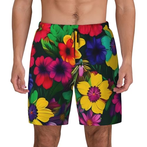 Bañador para hombre de flores arcoíris transpirable y ligero para playa
