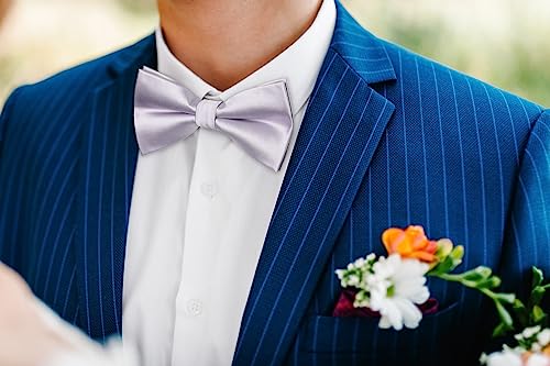 Image of HISDERN Bow Ties for Men Pretied Bowties Classic Formal Business Bow Tie Adjustable Tuxedo Bowtie for Wedding Party