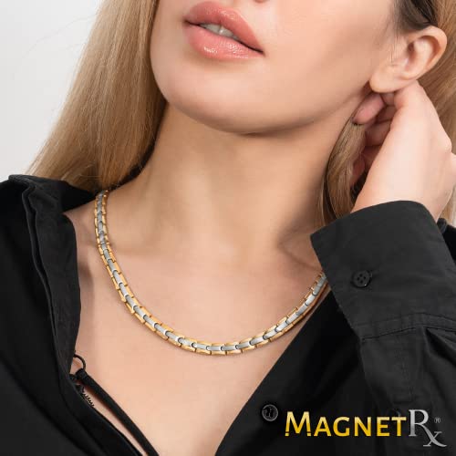 MagnetRX Titanium Magnetic Necklace – Ultra Strength Magnetic Necklaces for Women & Men – Effective Titanium Necklace with 55 Magnets (Silver & Gold, 19.25 Inches)2