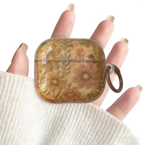 Lovmooful Compatible for AirPods 4th Case Cute Aesthetic Flower Floral Leaf with Color Design for Women Girls Soft TPU Shockproof Protective Cover Case for AirPods 4-Big Flower