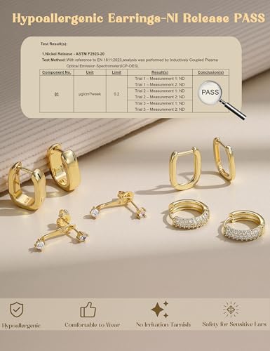 Small Chunky Gold Hoop Earrings for Women Trendy - 14K Gold Plated Huggie Hoops Earring Set Thick Silver Jewelry Hypoallergenic Earrings Stacks for Sensitive Ears4