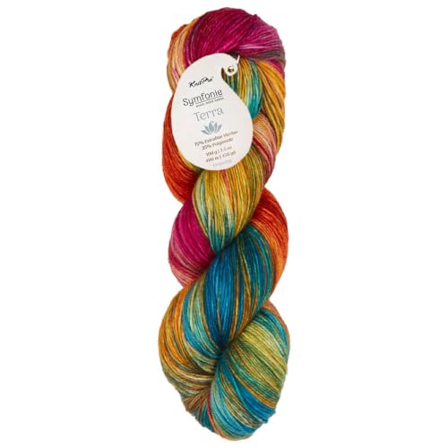 KnitPro Symfonie Fingering Weight Hand Dyed Variegated Yarn Skein | Extra Fine Merino Wool & Polyamide Blend for Knitting & Crocheting Oeko-TEX Certified 400m 100g | Terra Dragon Vine