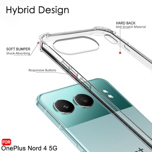 Image of TheGiftKart Crystal Clear Back Cover Case for OnePlus Nord 4 5G | Shock Proof 360 Protection | Hard Clear Back Cover Case for OnePlus Nord 4 5G (PC & TPU, Transparent Bumper)