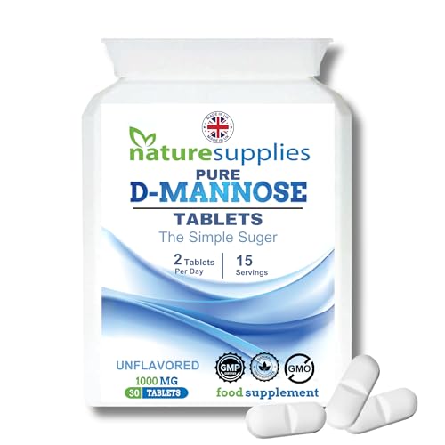 D Mannose Tablets 1000mg - 30 Pack Dmannose Tablets - (Not D Mannose Capsules or Powder) - Suitable for Vegetarians and Vegans - High Strength D-Mannose Supplement from Naturesupplies