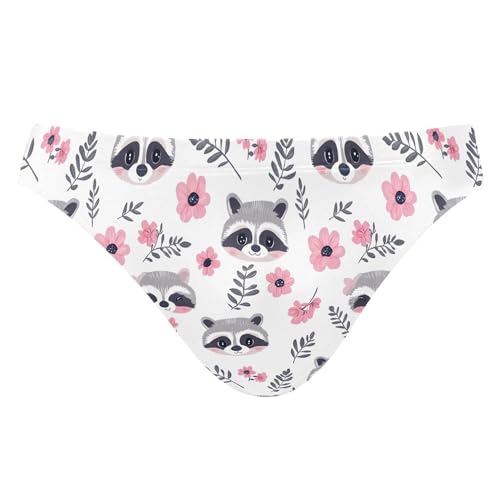 Mens Swim Briefs Cute Raccoon Flowers Swimwear Bikini Swimsuit XL B0404628