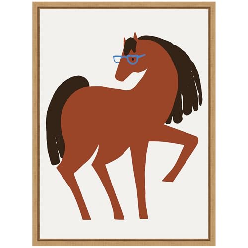 Kate and Laurel Farm Horse Framed Canvas Wall Art by Hannah Beisang 18 x 24 Sylvie Natural, Whimsical, Animals, Americana Art for Wall Decor, Living Room, Bedroom by Kate and Laurel - Used condition - Image 2