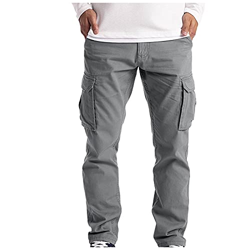 JJPAR Pantalon de Travail Homme Gris Grande Taille Cargo Militaire Sport Jogging Pantalons Moto Tactique Multi Poches Mode Slim Décontractée Randonnée Chasse Dockers Pants D'été M A-gray
