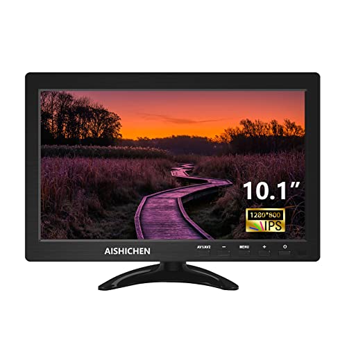 Image of AISHICHEN 10.1 Inch Small Monitor, Raspberry Pi Display Built-in Speakers, Mini Screen1280 x 800, HDMI Monitor 60 Hz, 5ms, IPS Screen Display w /Remote Control, HDMI VGA AV BNC Input(10.1-1280x800P)