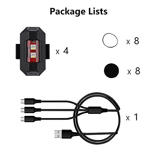 Yfrauto Led Anti-Collision Strobe Lights Rechargeable Rgb Aircraft Night Flying Light Mini High Brightness Emergency Tail Lighting For Drones Motorcycle Rc Boat E-Bike Cars Trucks 4Pcs #TOP7