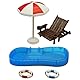 Toyvian Puppenhaus Mini Schwimmbad Miniatur Strandkorb Set Puppenhaus Dekorationen Sommer Zubehör Miniatur Spielzeug Geschenk FüR Strand Und Sommerdekoration Spielzeug Kinder