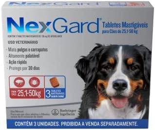 NexGard Antipulgas e Carrapatos para Cães de 25,1 a 50kg, 3 table...