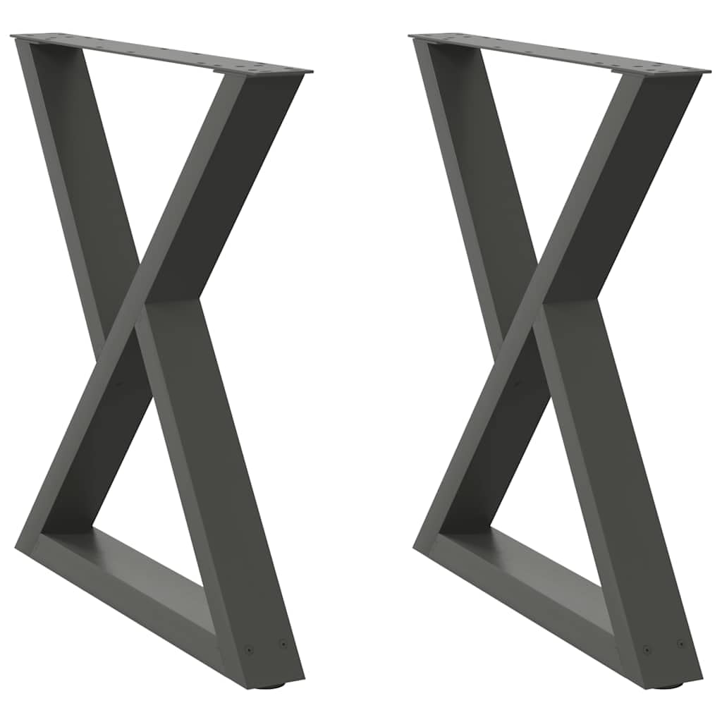 Generisch Gambe per tavolo da pranzo, 2 pezzi, antracite, 70 cm, in acciaio