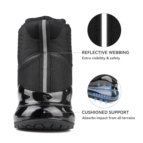 Image of Men's Tactical Work Boots Waterproof Wide Orthopedic Zipper Boot Lightweight Comfort Leather Motorcycle Police Shoes