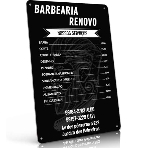 Barbershop Menu Price Metal Sign 8 x 12 Inch