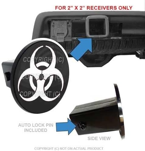 Custom Class 3 Tow Hitch Receiver 2" Insert Plug Truck & SUV - BIO Hazard WHT Style-9856-6793