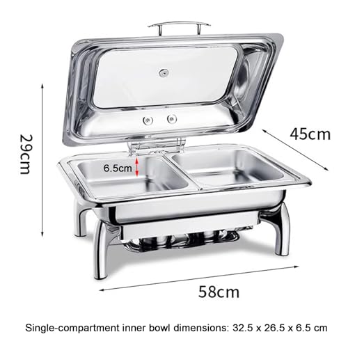 Juego de platos de acero inoxidable, calentador de alimentos con bandeja de agua para catering, bodas, fiestas