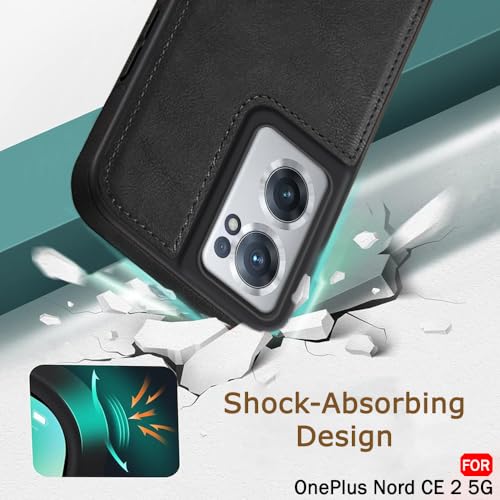 Image of TheGiftKart Genuine Leather Finish Back Cover Case for OnePlus Nord CE 2 5G|Shockproof Design|Raised Edges for Camera & Screen Protection|Stunning Minimalist Cover for OnePlus Nord CE 2, Black