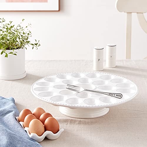 Mud Pie Deviled Egg Dolomite Pedestal Platter, White #TOP4