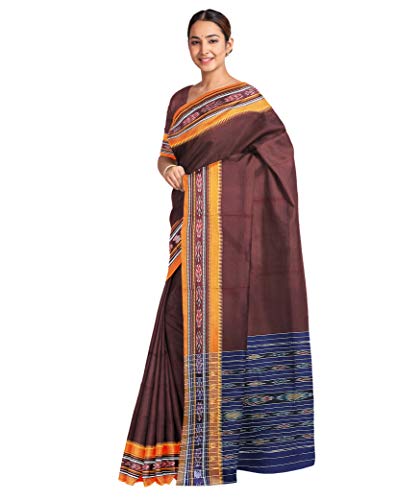 Image of Odisha Sambalpuri Handloom Ikat Women's Cotton Saree, Odisha Handloom Handmade Pure Cotton Khandua Saree, Ikkat Orissa Traditional Handloom Saree Without Blouse