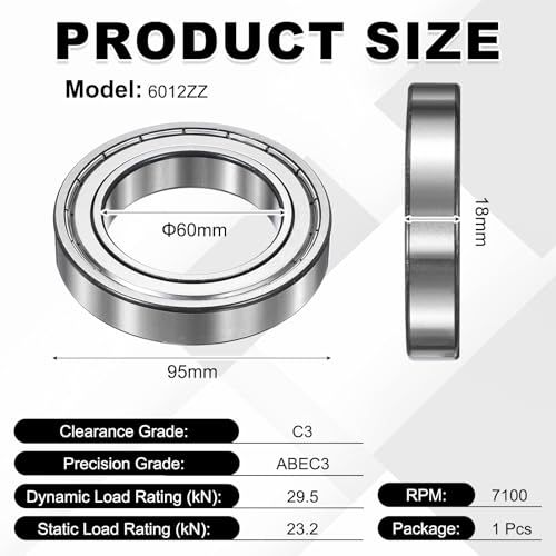 Rodamiento de bolas de alta velocidad 6012ZZ prelubricado estable 2