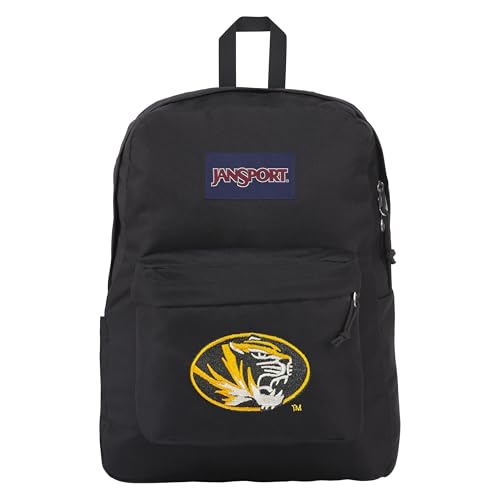 Image of JanSport NCAA Officially Licensed Backpack, Missouri Tigers, Superbreak Plus with Padded 15'' Laptop Sleeve, Spacious Computer Bag for Men & Women, Durable Daypack with Bottle Pocket, Black