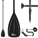 Odoland Alloy SUP Paddle, 3 Pieces Adjustable Stand Up Paddle Board Paddles with 10 Feet Sup Leash, Inflatable Floating Kayak Paddleboard Paddle with Aluminum Shaft and PP Blade for Surfing Beginner