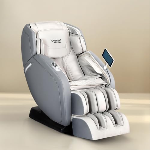 Livemor 4D Massage Chair Electric Massager Head Back, Heating Chairs Grey